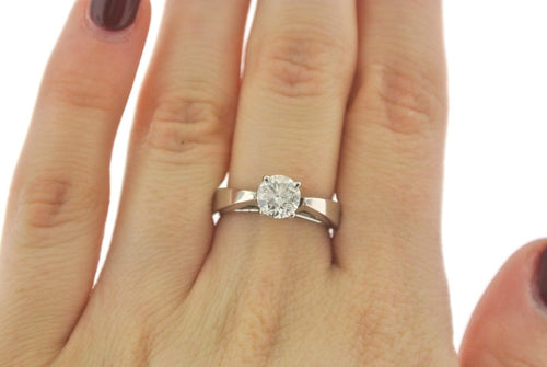 SOLITARE 1.03 CT ROUND CUT DIAMOND ENGAGEMENT RING,14 KT WHITE GOLD