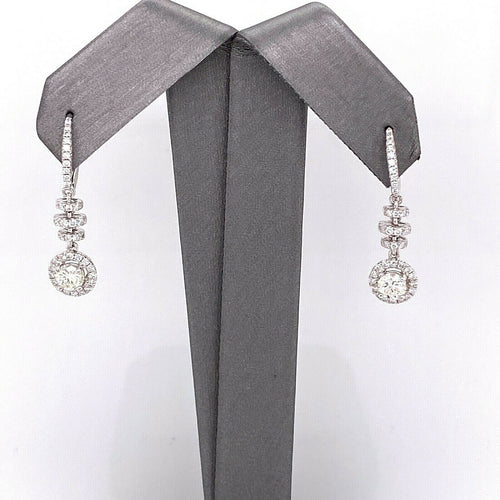 18k White Gold 1.50 CT Diamond Ladies Drop Earrings, 3.1gm, S12188