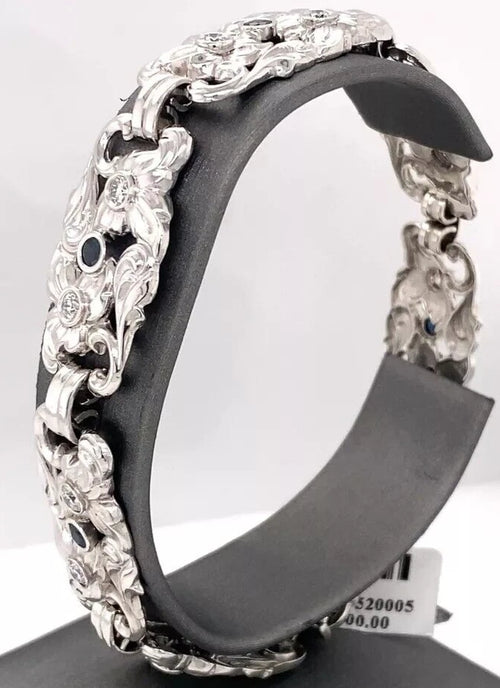 18K White Gold 2.50CT Sapphire & Diamonds Ladies Bracelet, 35.7G, S106138
