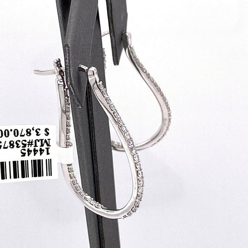 10k White Gold 1.20 CT Diamond Inside Out Figure 8 Hoop Earrings, 4.7gm, S14445