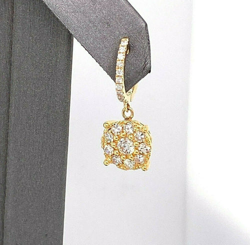 14k Yellow Gold 1.50 CT Diamond Ladies Drop Earrings, 5.2gm