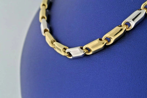 14K Two Tone Gold Fancy Men's Chain Necklace, 29.3gm, 26", S103856