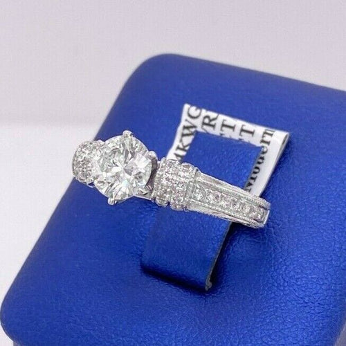 14k White Gold 1.60 CT Diamond Engagement Ring, 3.9gm, Size 6.25