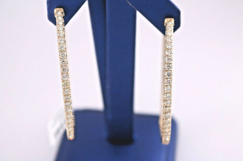 14K Yellow Gold 8.00 CT Diamond Inside Out Hoop Earrings, 18.9gm