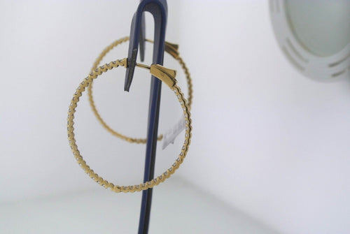 14k Yellow Gold 2.75 CT Diamond Inside Out Hoop Earrings, 6.7gm, 1.5"