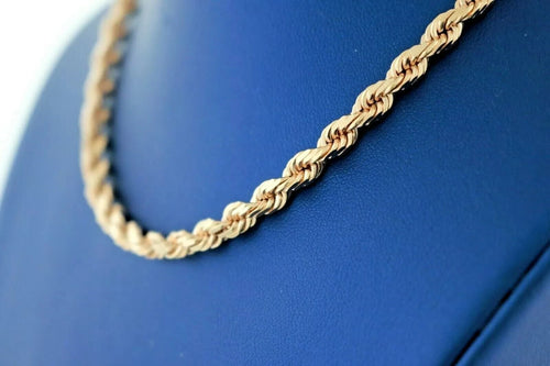 14k Rose Gold Men's Rope Chain Necklace, 52gm, 4.5mm, 28", S104951