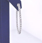 14k White Gold 3.60 CT Diamond Inside Out Hoop Earrings, 11.5gm, D 1.5"
