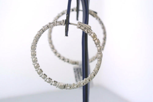 14k White Gold 10.50 CT Diamond Inside Out Hoop Earrings, 14.9gm