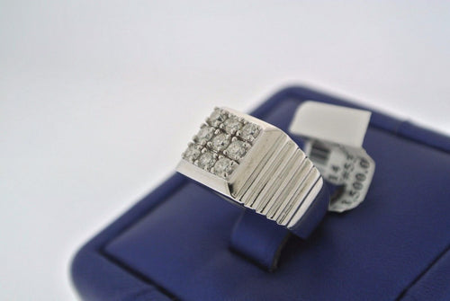 SOLID 14K WHITE GOLD WITH 9 ROUND CUT DIAMONDS 0.50 CT MEN'S PINKY RING