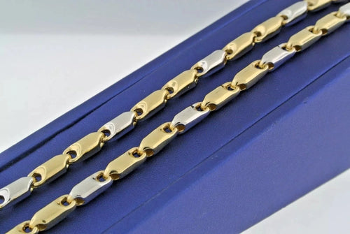 14K Two Tone Gold Fancy Men's Chain Necklace, 29.3gm, 26", S103856