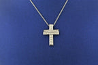 18k White Gold 0.35 CT Diamond Cross Pendant Necklace, 4.9gm, 16.5"