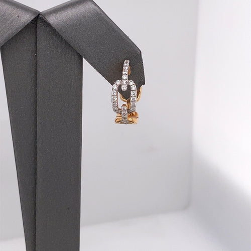 18k Rose Gold 1.00 CT Diamond Link Hoop Earrings, 6.1g, S14814