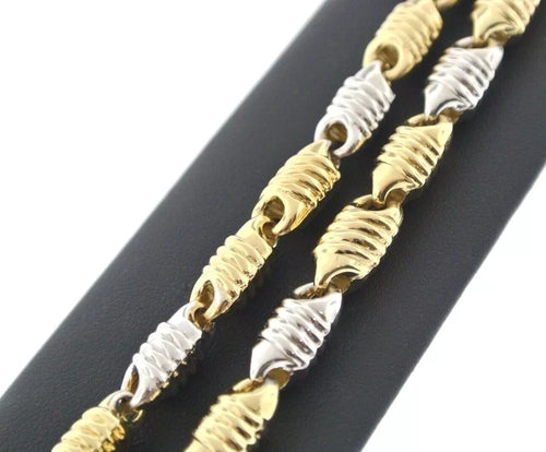 14kt Two-Tone Gold Men's Fancy Chain Necklace 26 Inches, 32.2gm, S13267