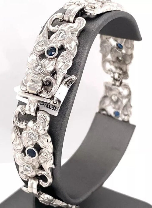 18K White Gold 2.50CT Sapphire & Diamonds Ladies Bracelet, 35.7G, S106138