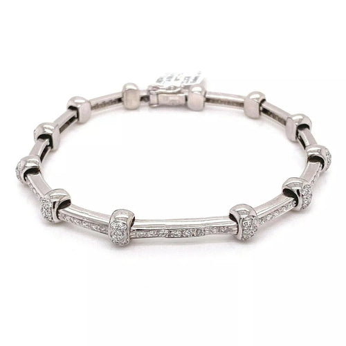 18k White Gold 1.50 CT Diamond Bracelet, 22.2gm, 7.5", S105710
