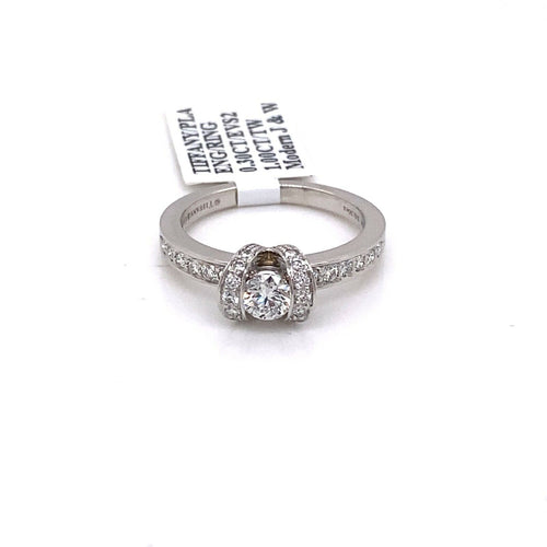 Tiffany & Co. Platinum 1.00 CT Diamond Engagement Ring E-Color, VS2-Clarity