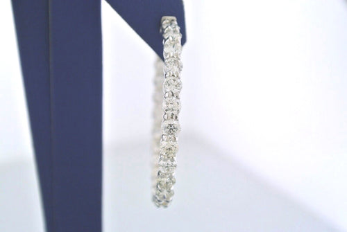 14k White Gold 10.50 CT Diamond Inside Out Hoop Earrings, 14.9gm
