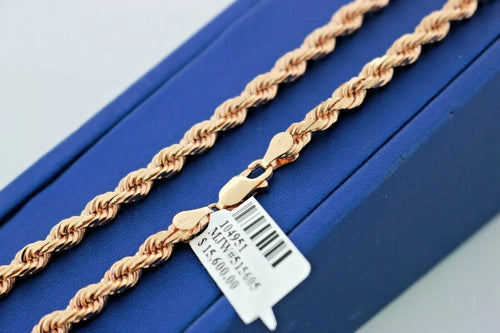 14k Rose Gold Men's Rope Chain Necklace, 52gm, 4.5mm, 28", S104951