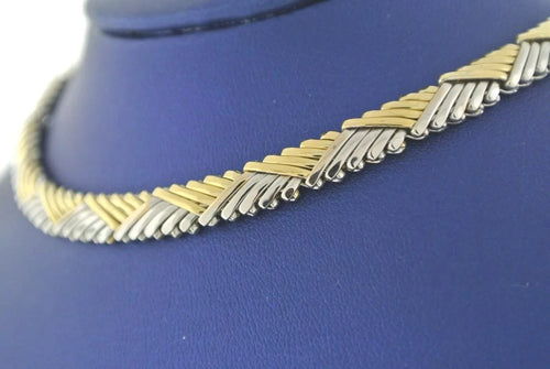 Fancy 18k Two-Tone Gold Necklace, 24.6gm, 16 Inches, S103204