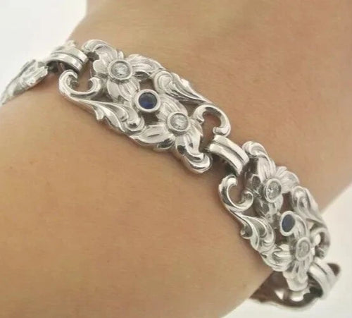 18K White Gold 2.50CT Sapphire & Diamonds Ladies Bracelet, 35.7G, S106138