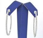 14k White Gold 3.00 CT Diamond Inside Out Hoop Earrings, 9.7gm