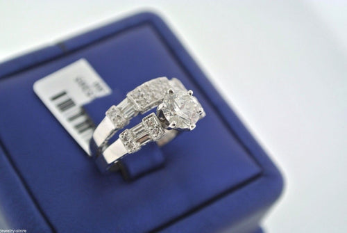 14k White Gold 1.50 CT Diamond Engagement Ring Set, 5.9gm, Size 6.75