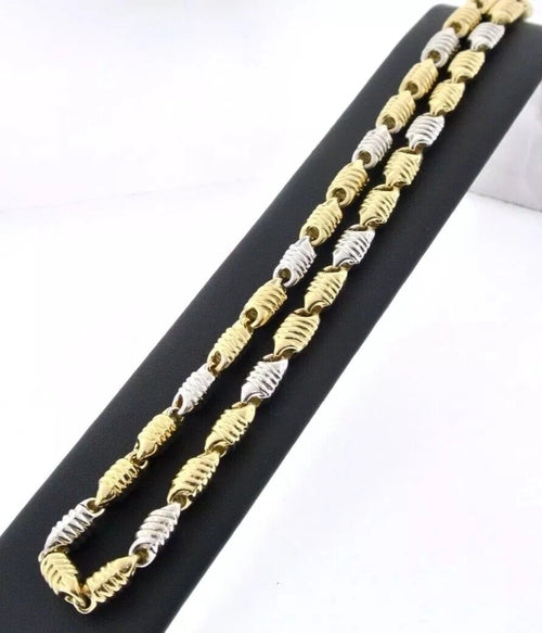 14kt Two-Tone Gold Men's Fancy Chain Necklace 26 Inches, 32.2gm, S13267