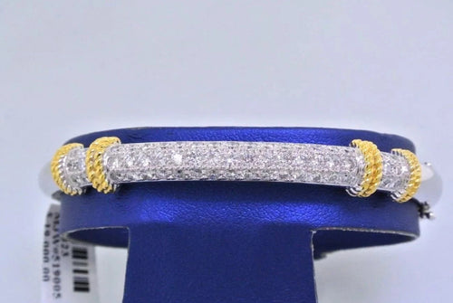 18k Two Tone Gold 2.40 CT Diamond Pave Bangle Bracelet, 24.6gm, S100823