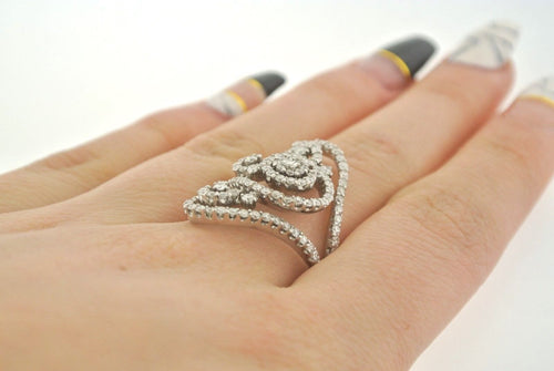 Fancy 18k White Gold 2.00CT Baguette & Round Cut Diamond Ladies Ring