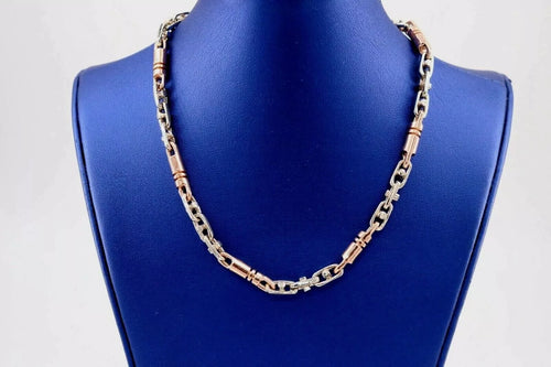 14K Two Tone Gold Fancy Chain Necklace, 77gm, 26", S105173