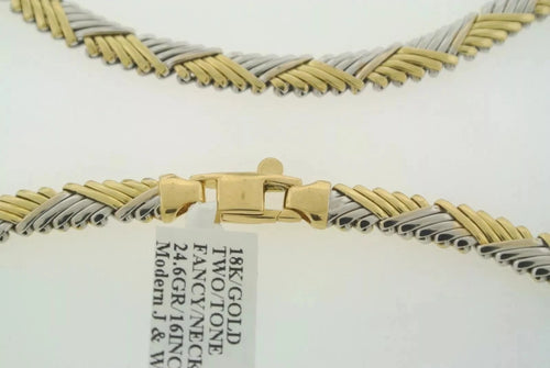 Fancy 18k Two-Tone Gold Necklace, 24.6gm, 16 Inches, S103204
