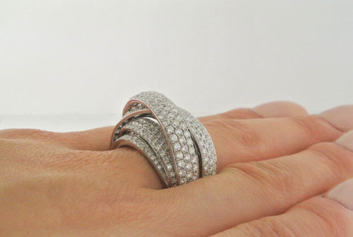 Fancy 18k White Gold 3.75 CT Diamond Cluster Ladies Ring, 14.3gm, Size 6.75