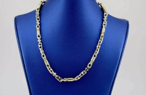 14K Two Tone Gold Fancy Chain Necklace, 77.6gm, 26", S105174