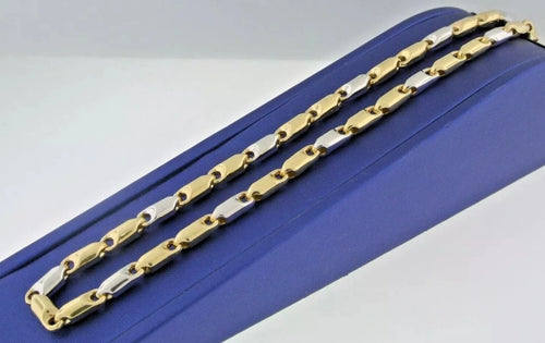 14K Two Tone Gold Fancy Men's Chain Necklace, 29.3gm, 26", S103856