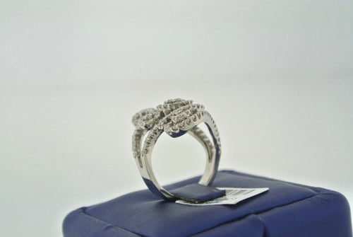 Fancy 18k White Gold 2.00CT Baguette & Round Cut Diamond Ladies Ring