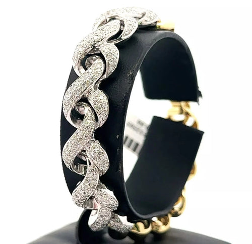 Synthesis 18K Yellow & White Gold, 2.85 Ct diamond Estate Bracelet, 47g S107988