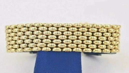 Fancy 14k Yellow Gold Wide Bracelet, Made in Italy, 37.5gm, 7.5", S105159