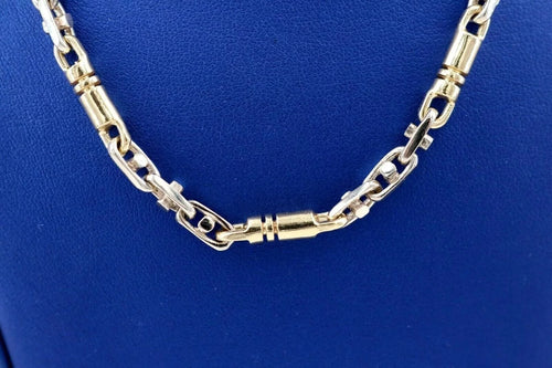 14K Two Tone Gold Fancy Chain Necklace, 77.6gm, 26", S105174