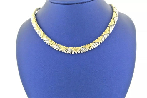 Fancy 18k Two-Tone Gold Necklace, 24.6gm, 16 Inches, S103204