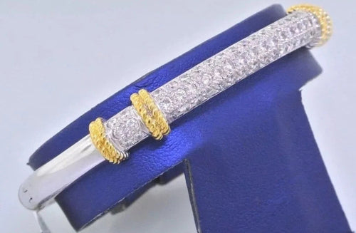 18k Two Tone Gold 2.40 CT Diamond Pave Bangle Bracelet, 24.6gm, S100823