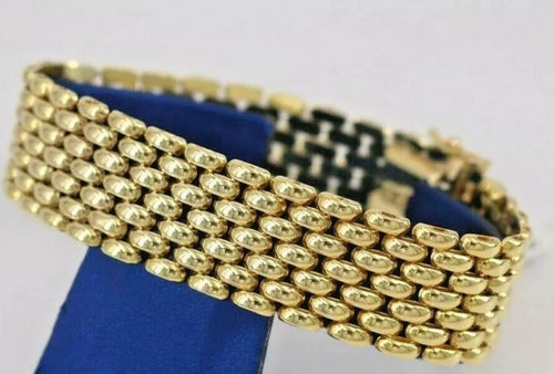 Fancy 14k Yellow Gold Wide Bracelet, Made in Italy, 37.5gm, 7.5", S105159