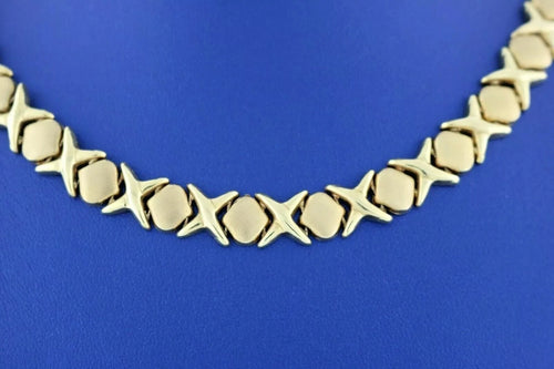 14k Yellow Gold XOXO Design Ladies Necklace, 31.1gm, 17 Inches S108376