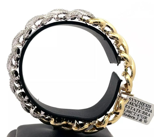 Synthesis 18K Yellow & White Gold, 2.85 Ct diamond Estate Bracelet, 47g S107988