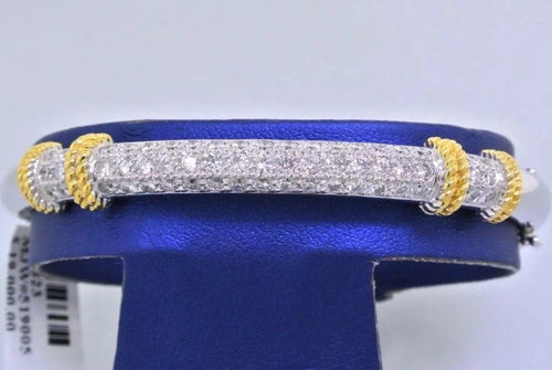 18k Two Tone Gold 2.40 CT Diamond Pave Bangle Bracelet, 24.6gm, S100823