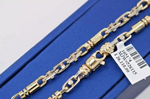 14K Two Tone Gold Fancy Chain Necklace, 77.6gm, 26", S105174