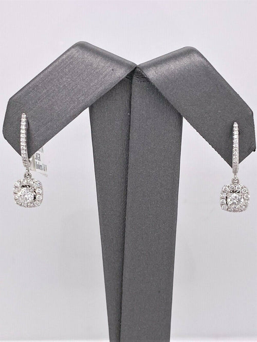 14k White Gold 0.75 CT Diamond Drop / Dangling Ladies Earrings, 2.6g, S100276