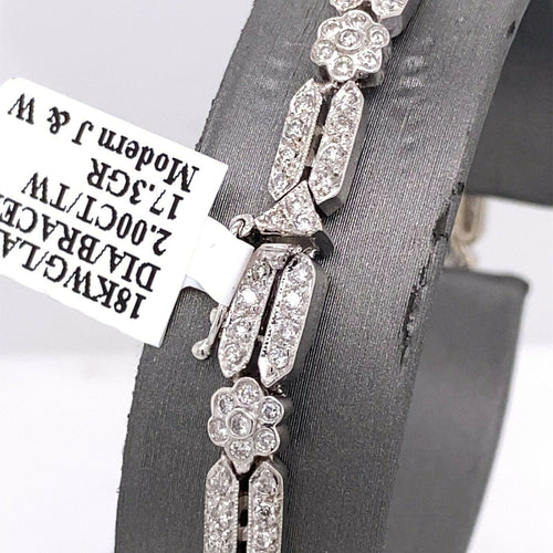18k White Gold 2.00 CT Diamond Ladies Bracelet