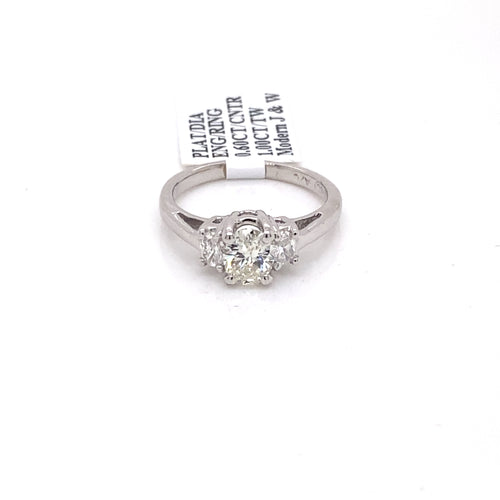 Platinum 1.00 CT Oval Diamond Engagament Ring