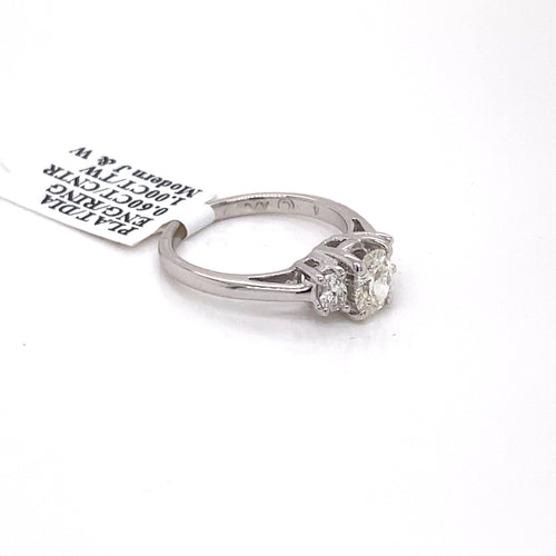 Platinum 1.00 CT Oval Diamond Engagament Ring