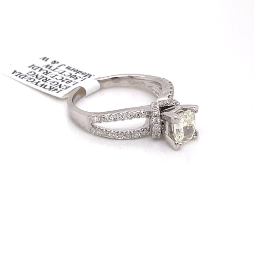 14k White Gold 1.50 CT Radiant Cut Diamond Engagament Ring